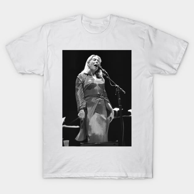 Joni Mitchell BW Photograph T-Shirt by Concert Photos